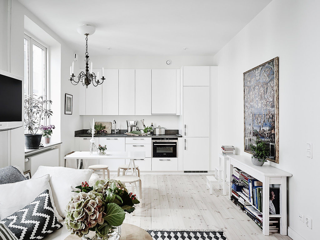 Un mini appartamento in bianco a Göteborg