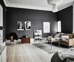 Pareti nere per un monolocale con cucina