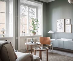 Spotlight on color: quelle delicate pareti verdi funzionano sia in soggiorno che in camera da letto